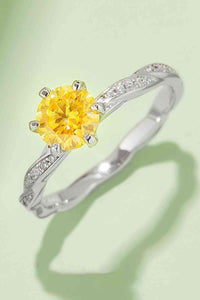 Trendsi Eros and Psyche Valentines Mustard / 4.5 1 Carat Moissanite Contrast 925 Sterling Silver Ring