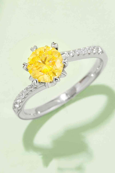 Trendsi Eros and Psyche Valentines Mustard / 4.5 Eros and Psyche Valentines 1 Carat Moissanite 925 Sterling Silver Ring