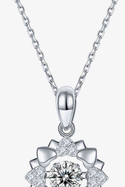 Trendsi Eros and Psyche Valentines Silver / One Size Moissanite Flower Shape Pendant Necklace