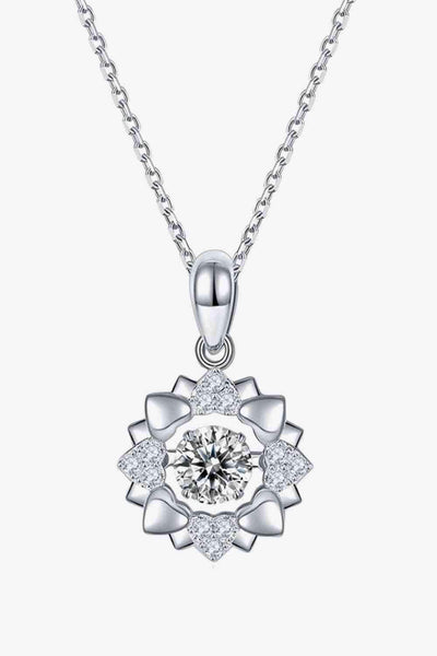 Trendsi Eros and Psyche Valentines Silver / One Size Moissanite Flower Shape Pendant Necklace