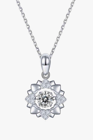 Trendsi Eros and Psyche Valentines Silver / One Size Moissanite Flower Shape Pendant Necklace