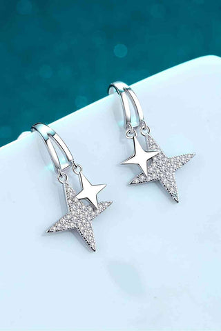 Trendsi Eros and Psyche Valentines Silver / One Size Moissanite Star Rhodium-Plated Drop Earrings