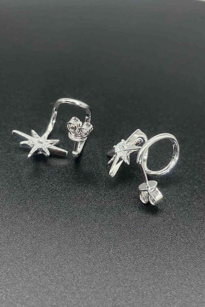 Trendsi Eros and Psyche Valentines Silver / One Size Moissanite Star Rhodium-Plated Earrings