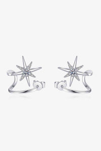 Trendsi Eros and Psyche Valentines Silver / One Size Moissanite Star Rhodium-Plated Earrings