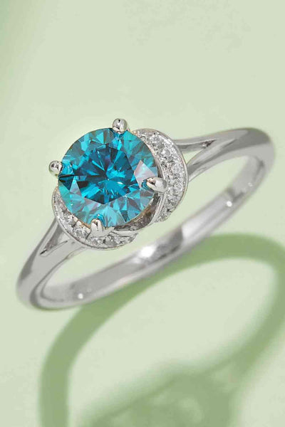 Trendsi Eros and Psyche Valentines Sky Blue / 4.5 1 Carat Moissanite 4-Prong 925 Sterling Silver Ring