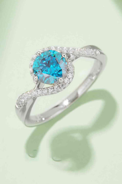 Trendsi Eros and Psyche Valentines Sky Blue / 4.5 1 Carat Moissanite Contrast 925 Sterling Silver Ring