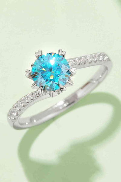 Trendsi Eros and Psyche Valentines Sky Blue / 4.5 Eros and Psyche Valentines 1 Carat Moissanite 925 Sterling Silver Ring