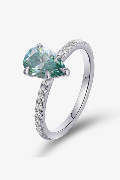 Trendsi Eros and Psyche Valentines Teal / 5 1.5 Carat Teardrop Shape Moissanite 925 Sterling Silver Ring