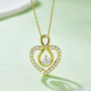 Trendsi Gold / One Size 1 Carat Moissanite 925 Sterling Silver Heart Shape Necklace