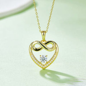 Trendsi Gold / One Size Moissanite 925 Sterling Silver Heart Necklace