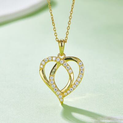 Trendsi Gold / One Size Moissanite 925 Sterling Silver Heart Shape Necklace