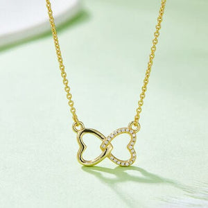 Trendsi Gold / One Size Psyche and Eros Moissanite 925 Sterling Silver Heart Bow Necklace