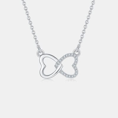 Trendsi Moissanite 925 Sterling Silver Heart Bow Necklace