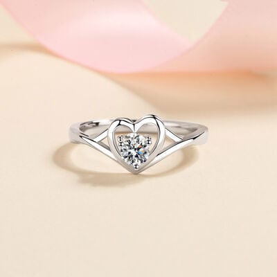 Trendsi Moissanite Heart 925 Sterling Silver Ring