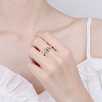 Trendsi Moissanite Heart 925 Sterling Silver Ring