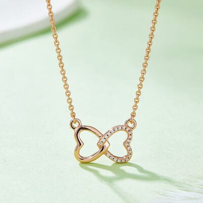 Trendsi Rose Gold / One Size Moissanite 925 Sterling Silver Heart Bow Necklace