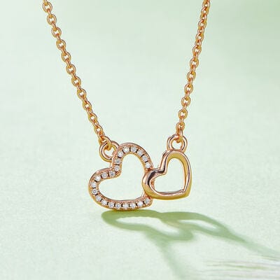 Trendsi Rose Gold / One Size Moissanite 925 Sterling Silver Heart Necklace