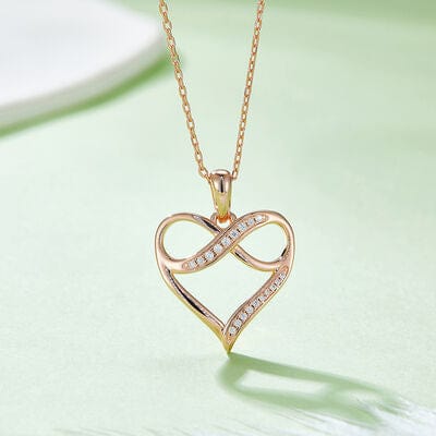 Trendsi Rose Gold / One Size Moissanite 925 Sterling Silver Heart Necklace