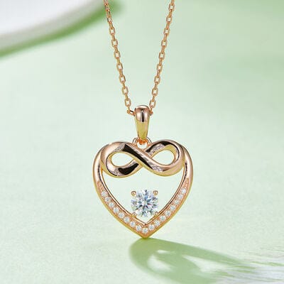 Trendsi Rose Gold / One Size Moissanite 925 Sterling Silver Heart Necklace