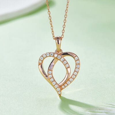 Trendsi Rose Gold / One Size Moissanite 925 Sterling Silver Heart Shape Necklace