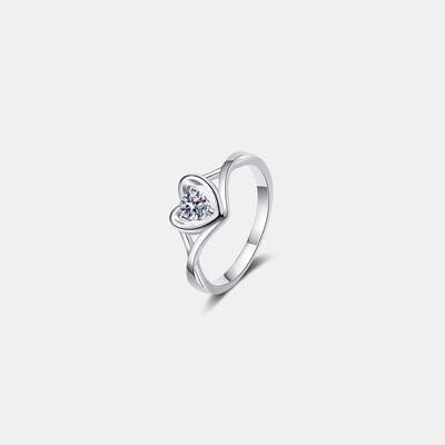 Trendsi Silver / 4 Moissanite Heart 925 Sterling Silver Ring