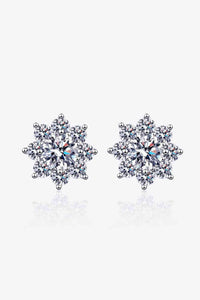 Trendsi Silver / One Size 1 Carat Moissanite 925 Sterling Silver Flower Earrings