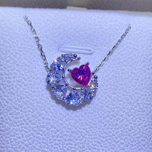 Trendsi Silver / One Size 1 Carat Moissanite 925 Sterling Silver Heart Necklace