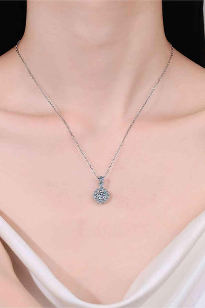 Trendsi Silver / One Size 1 Carat Moissanite 925 Sterling Silver Necklace