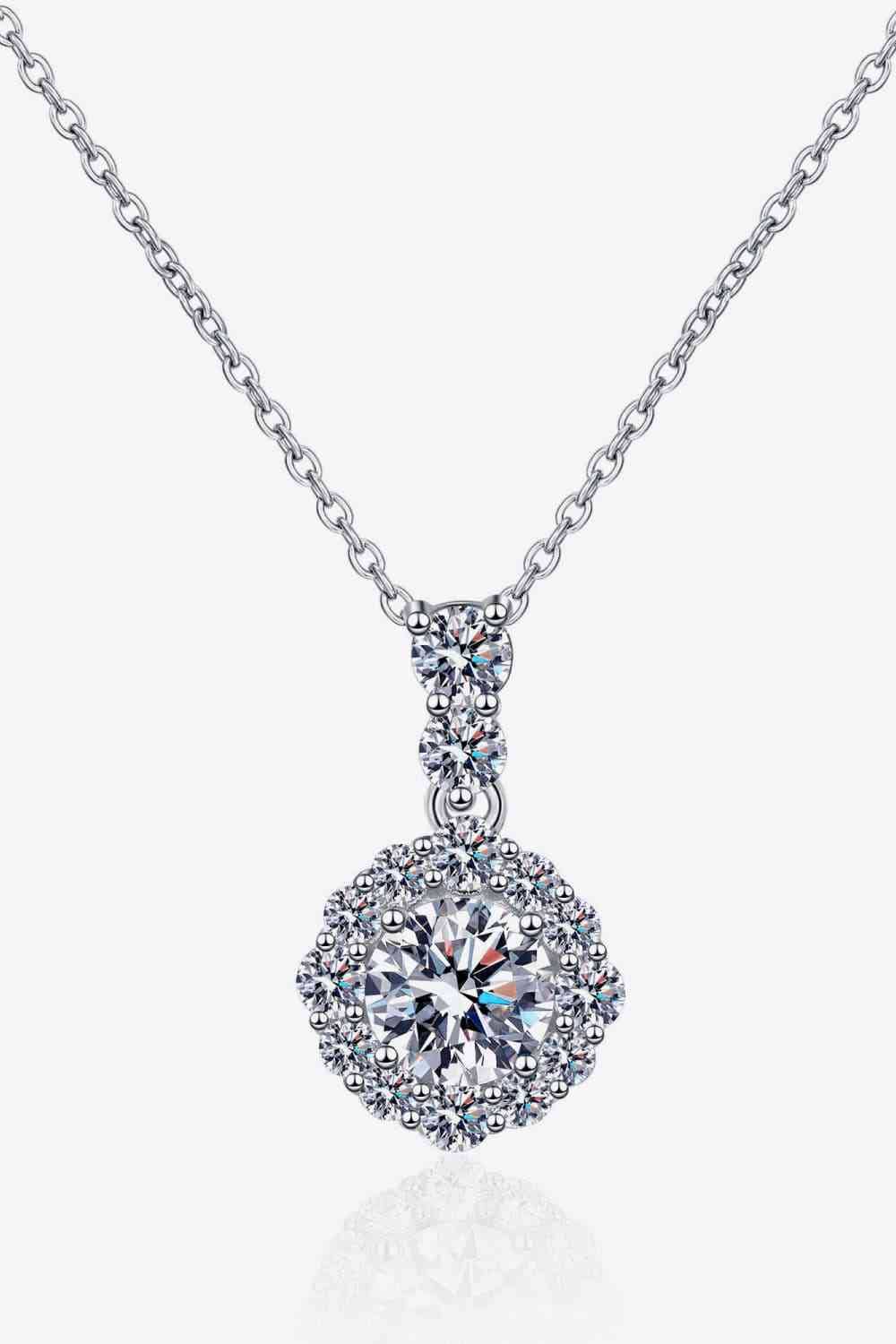 Trendsi Silver / One Size 1 Carat Moissanite 925 Sterling Silver Necklace