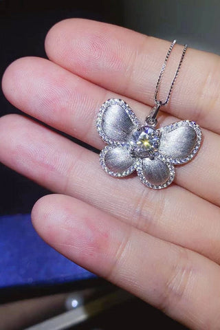Trendsi Silver / One Size 1 Carat Moissanite Butterfly Pendant Necklace