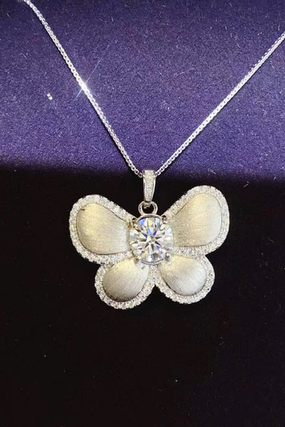 Trendsi Silver / One Size 1 Carat Moissanite Butterfly Pendant Necklace