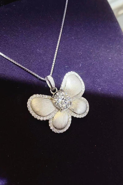 Trendsi Silver / One Size 1 Carat Moissanite Butterfly Pendant Necklace