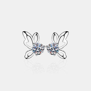 Trendsi Silver / One Size 1 Carat Moissanite Butterfly Shape Earrings