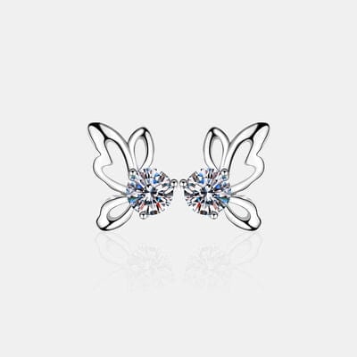 Trendsi Silver / One Size 1 Carat Moissanite Butterfly Shape Earrings