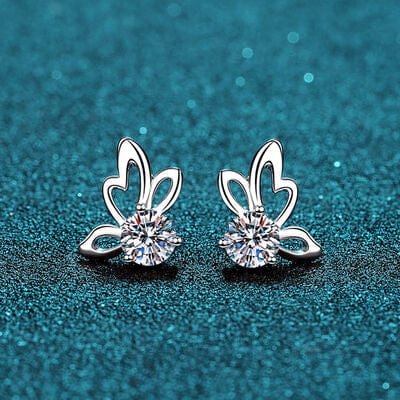 Trendsi Silver / One Size 1 Carat Moissanite Butterfly Shape Earrings