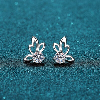 Trendsi Silver / One Size 1 Carat Moissanite Butterfly Shape Earrings