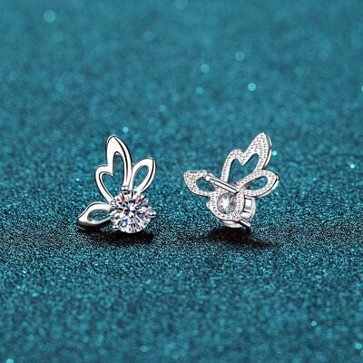 Trendsi Silver / One Size 1 Carat Moissanite Butterfly Shape Earrings