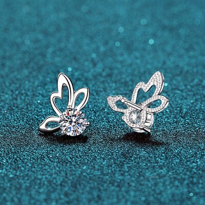 Trendsi Silver / One Size 1 Carat Moissanite Butterfly Shape Earrings