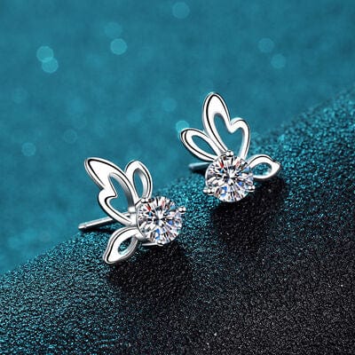 Trendsi Silver / One Size 1 Carat Moissanite Butterfly Shape Earrings