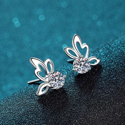 Trendsi Silver / One Size 1 Carat Moissanite Butterfly Shape Earrings