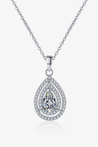 Trendsi Silver / One Size 1 Carat Moissanite Teardrop Pendant Necklace