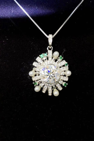 Trendsi Silver / One Size 2 Carat Moissanite 925 Sterling Silver Necklace