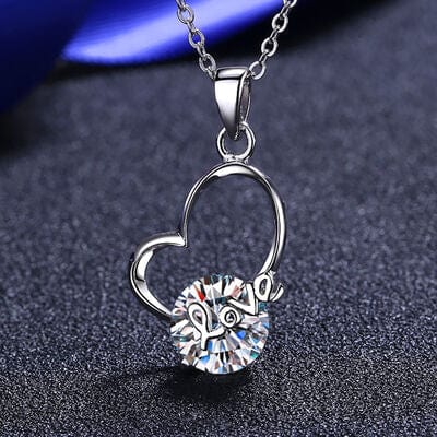 Trendsi Silver / One Size 2 Carat Moissanite Heart 925 Sterling Silver Necklace