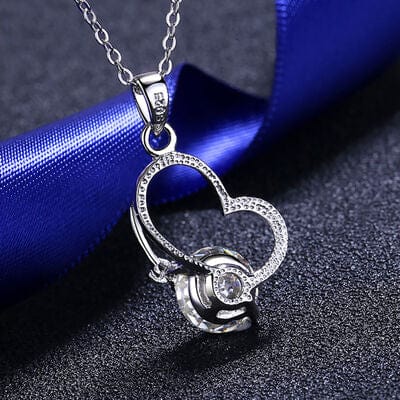 Trendsi Silver / One Size 2 Carat Moissanite Heart 925 Sterling Silver Necklace