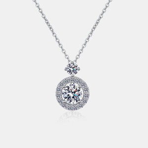 Trendsi Silver / One Size Eros and Psyche Valentines 1 Carat Moissanite 925 Sterling Silver Necklace