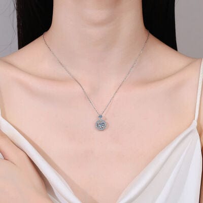 Trendsi Silver / One Size Eros and Psyche Valentines 1 Carat Moissanite 925 Sterling Silver Necklace