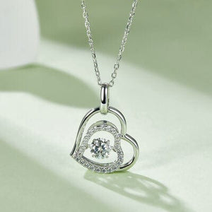 Trendsi Silver / One Size Eros and Psyche Valentines Moissanite 925 Sterling Silver Heart Necklace