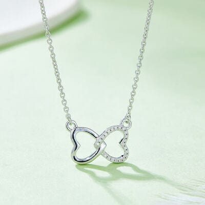 Trendsi Silver / One Size Moissanite 925 Sterling Silver Heart Bow Necklace