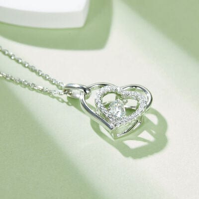 Trendsi Silver / One Size Moissanite 925 Sterling Silver Heart Necklace