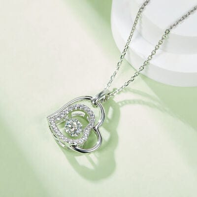 Trendsi Silver / One Size Moissanite 925 Sterling Silver Heart Necklace